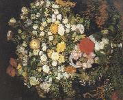 Vincent Van Gogh Chrysanthemums and Wild Flowers in a Vase (nn04) oil on canvas